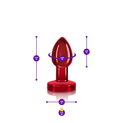 Cheeky Charms Vibrating Red Metal Anal Plug - Small with Remote Control