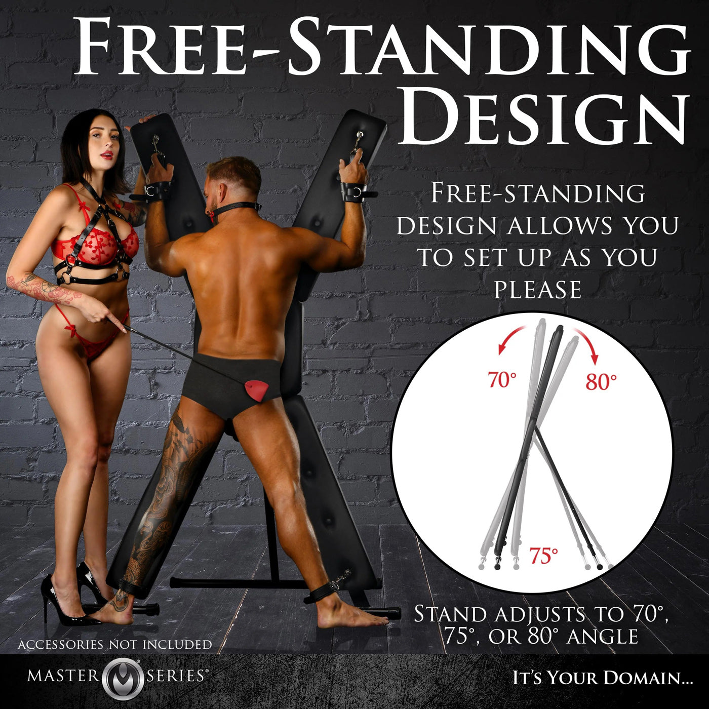 XR Brands St. Andrew's Cross Deluxe - Free Standing BDSM Equipment - Black