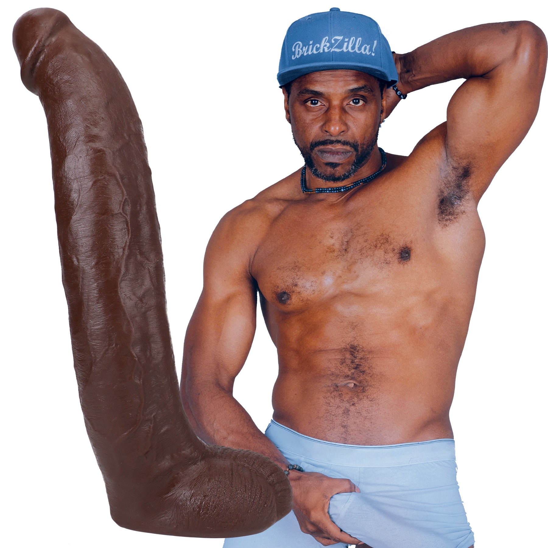 Doc Johnson Brickzilla 13 Inch Ultraskyn Cock with Removable Vac-U-Lock Suction Cup - Chocolate