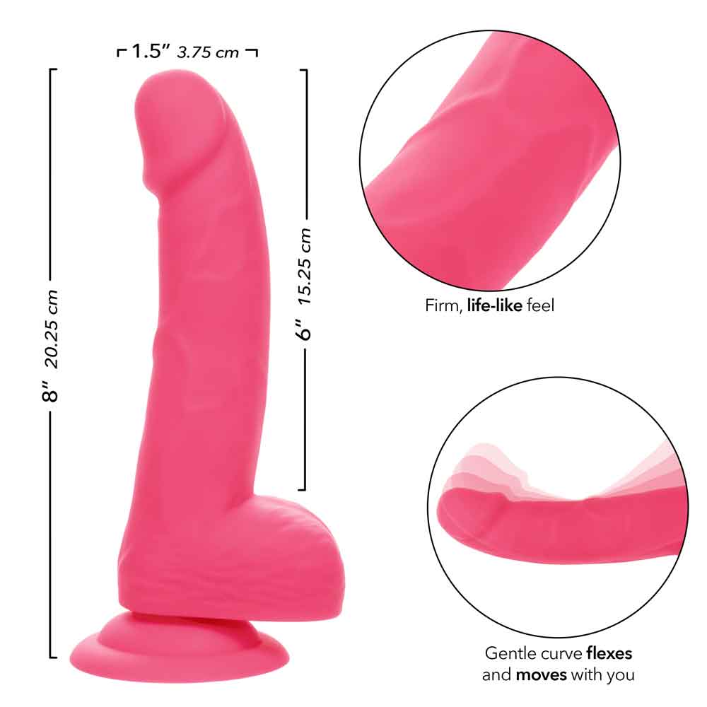 CalExotics Neon Silicone Studs 6 Inch - Pink - Waterproof with Suction Cup Base