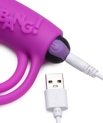 Bang Silicone Cock Ring and Bullet with Remote Control – Purple