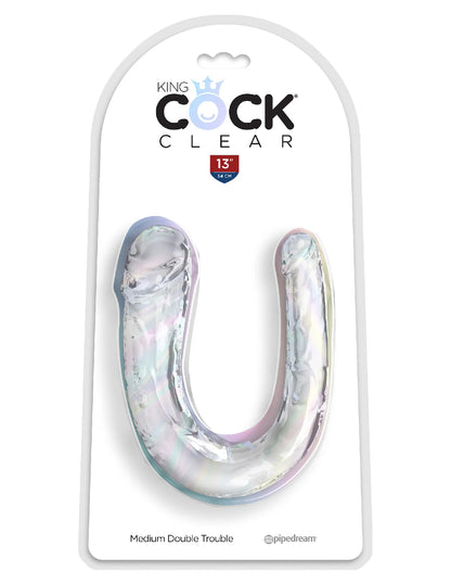 Pipedream King Cock Clear Double Trouble Dildo - Medium, Flexible, Waterproof