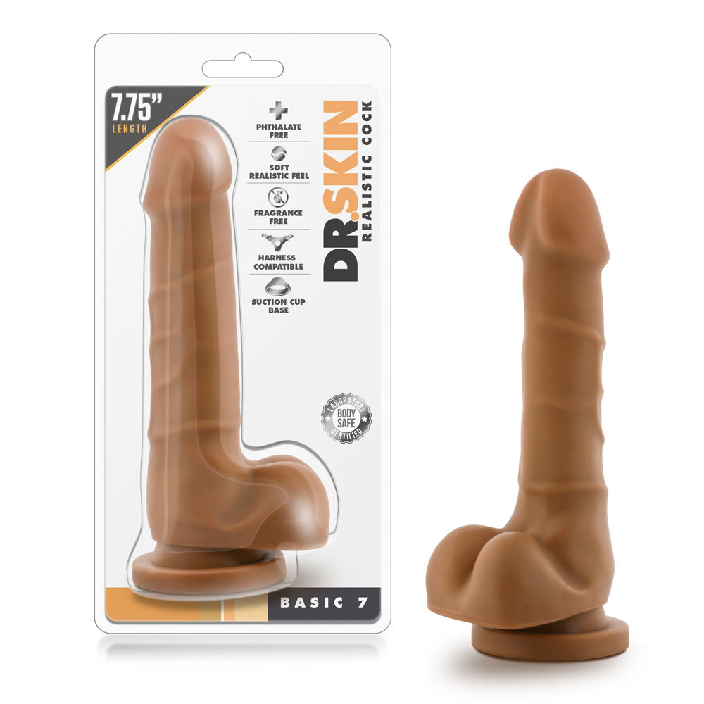 Dr. Skin Realistic Cock - Basic 7 Dildo with Suction Cup - Mocha