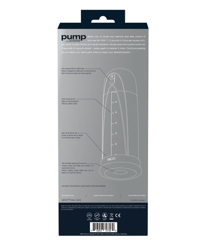 VeDO Pump Rechargeable Vacuum Penis - Multi-Speed Suction - Clear