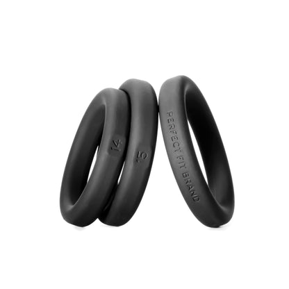 Perfect Fit Xact-Fit 3 Premium Silicone Cock Rings - Black - Sizes #14, #15, #16