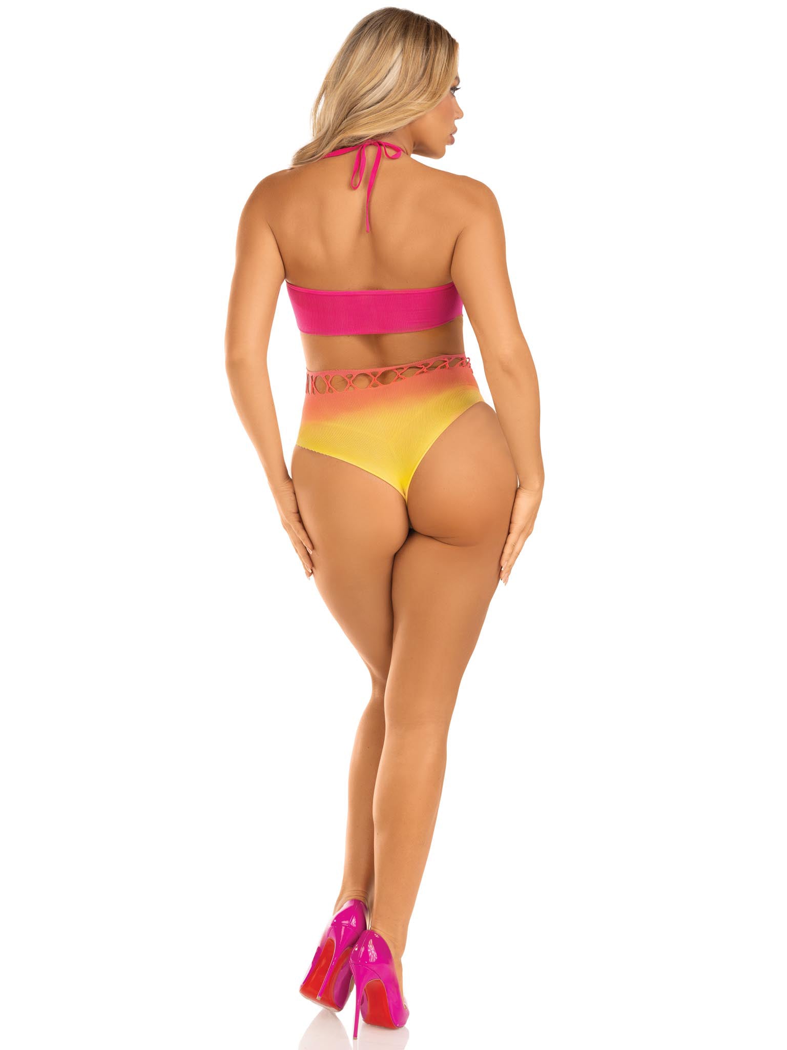 Leg Avenue Ombre Halter Bodysuit - Seamless Design - Multi Color