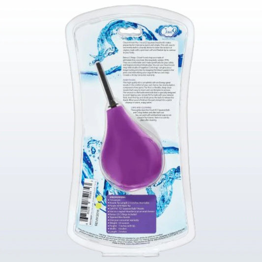 Cloud 9 Deluxe Anal Soft Tip Enema Douche with Ez Squeeze Bulb and C-Rings – Purple
