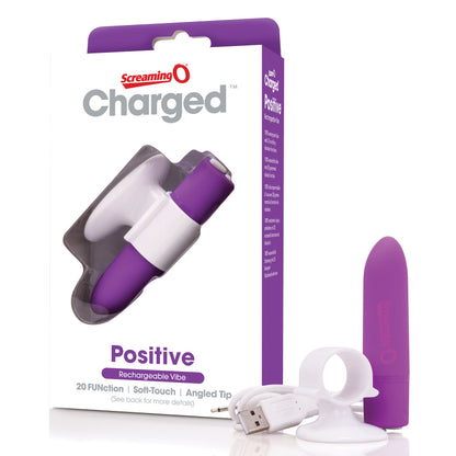 Screaming O Charged Positive Rechargeable Vibe - Waterproof Purple Vibrator with 20 Functions