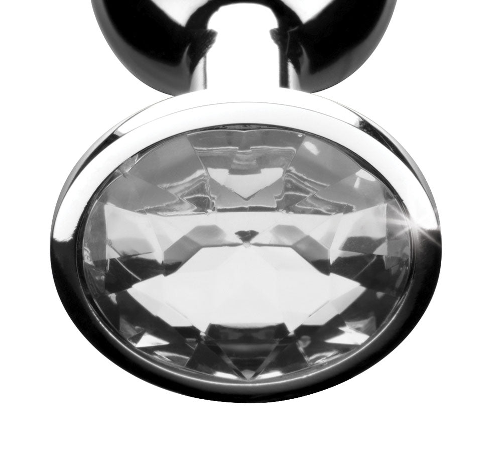 XR Brands Clear Gem Anal Plug - Medium - Tapered Shape - Silver