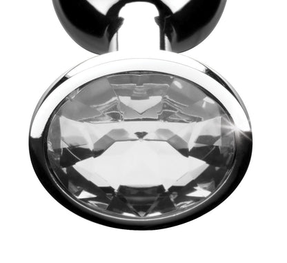 XR Brands Clear Gem Anal Plug - Medium - Tapered Shape - Silver