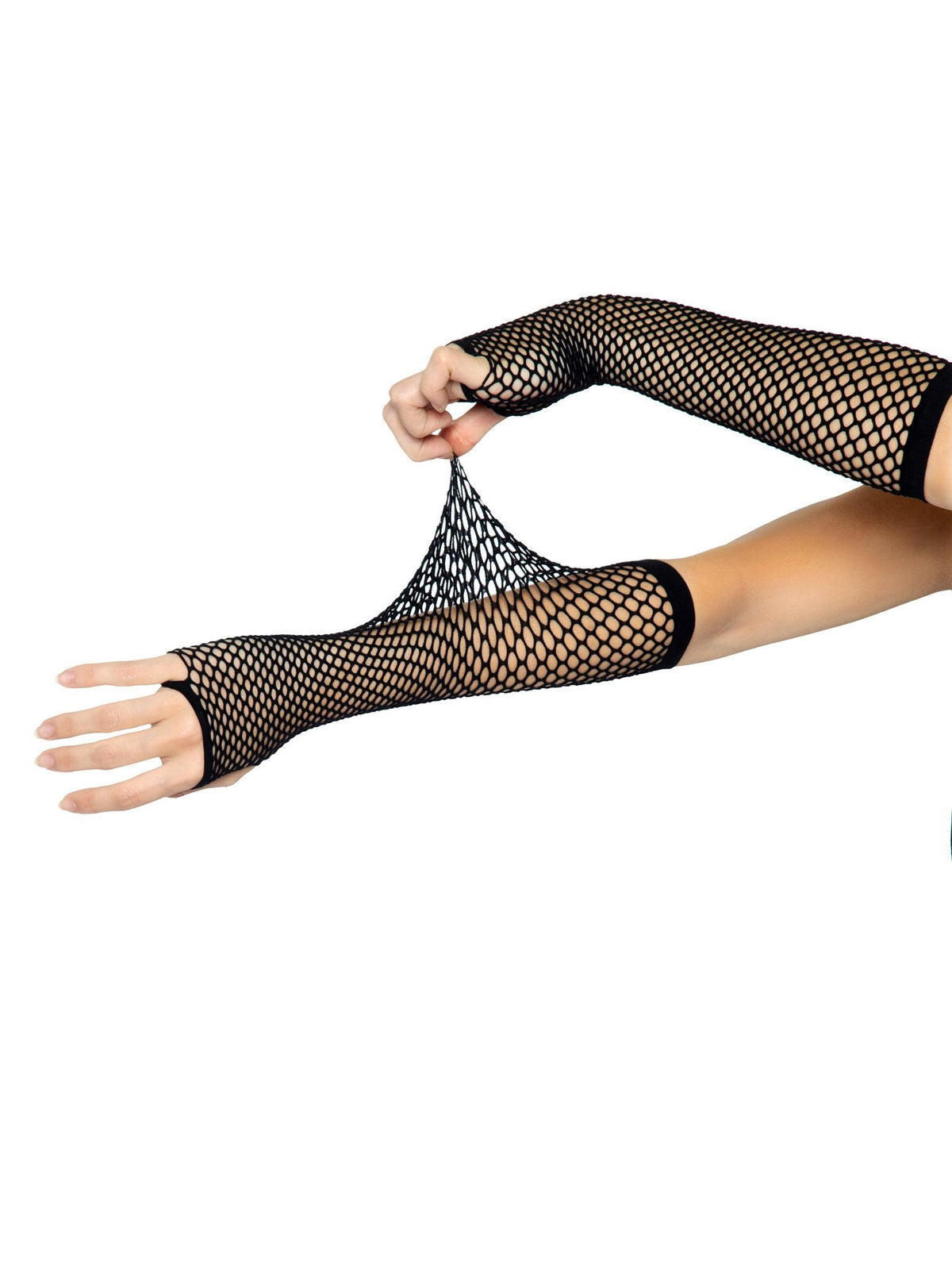 Leg Avenue Triangle Net Fingerless Gloves – Black