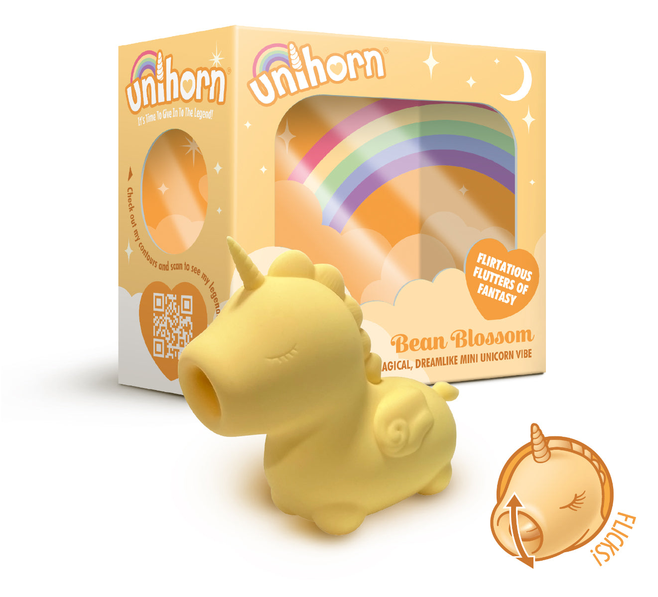 Unihorn Bean Blossom Rechargeable Dual Motor Vibrator - Yellow