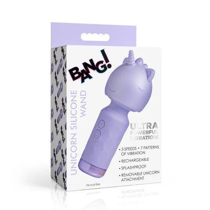 XR Brands Unicorn Silicone Wand - Lavender - Rechargeable with Multi-Speed and Vibration Patterns