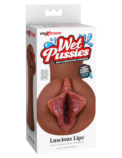 Pipedream Extreme Wet Pussies Luscious Lips Stroker – Brown