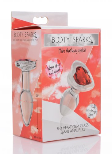 XR Brands Red Heart Gem Glass Anal Plug – Small – Red