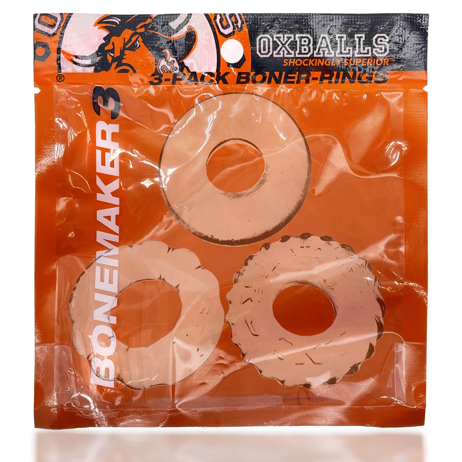 Oxballs Bonemaker 3-Pack Cock Rings - Clear - Phthalate Free