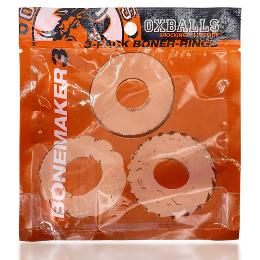 Oxballs Bonemaker 3-Pack Cock Rings - Clear - Phthalate Free