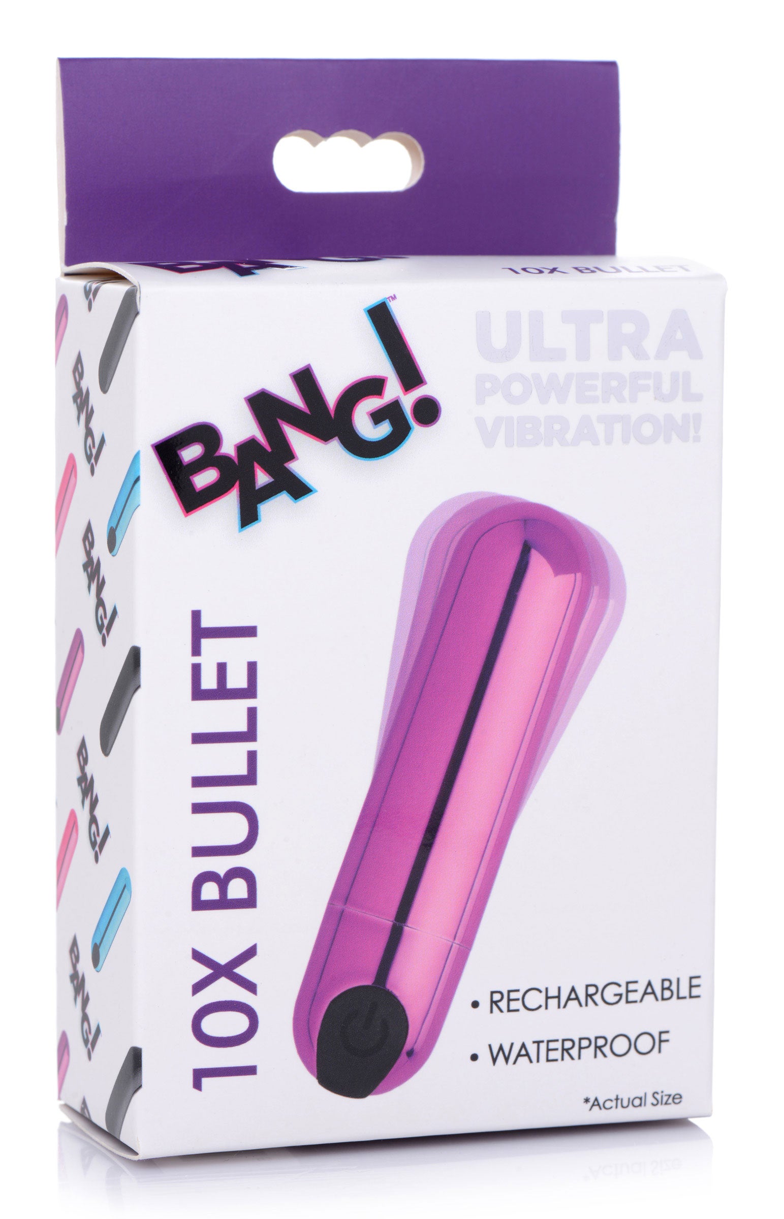 XR Brands 10x Rechargeable Vibrating Metallic Bullet - Purple - 10 Vibration Patterns