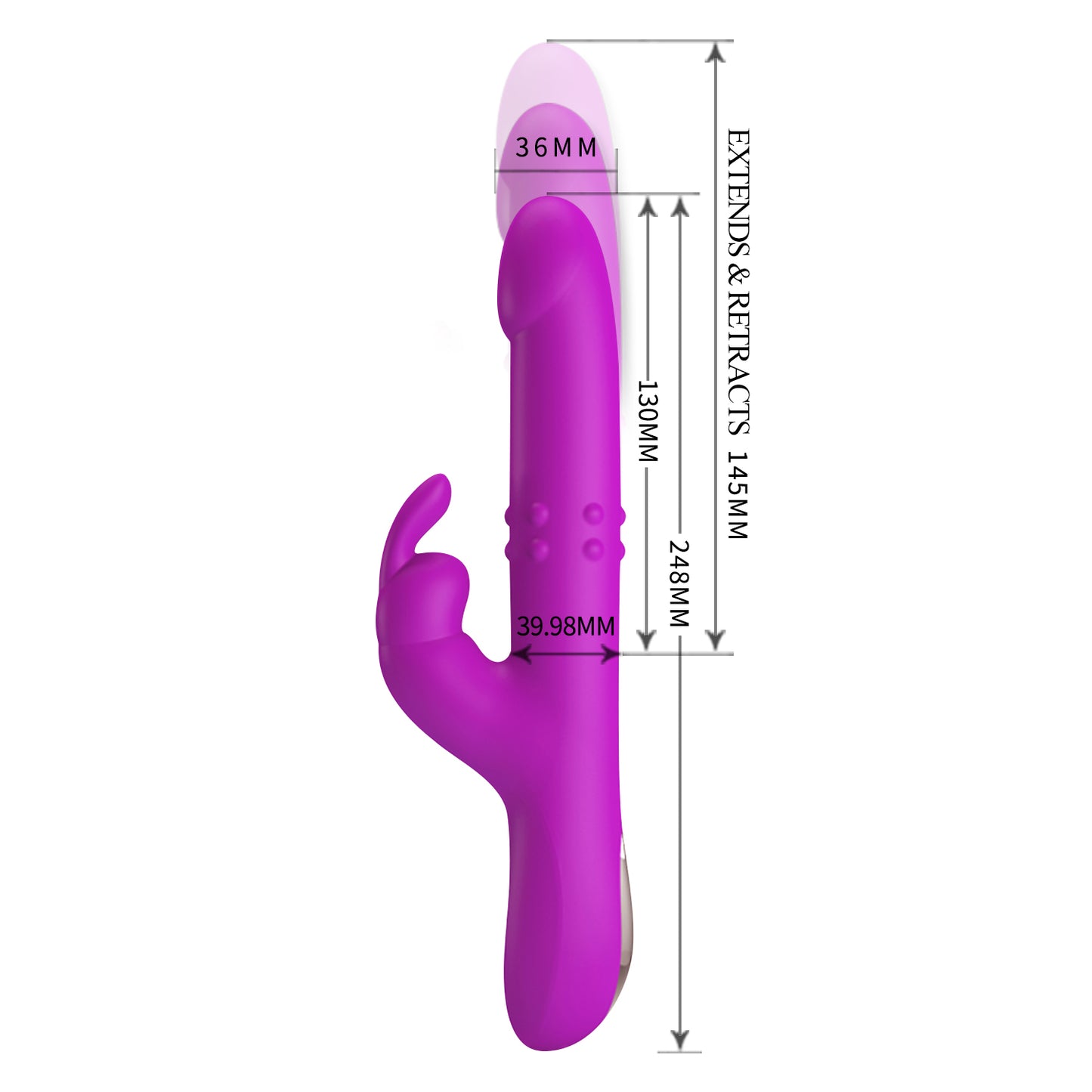 Pretty Love Reese Rabbit Vibrator with Thrusting and Rotation – Purple