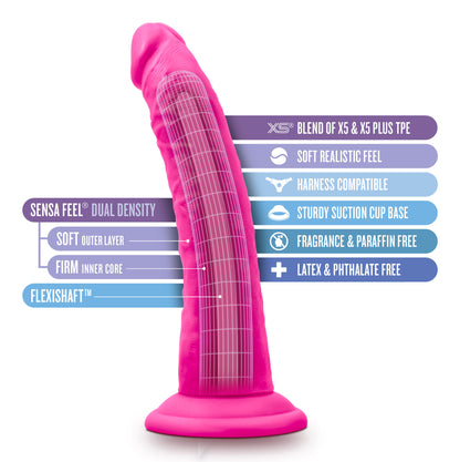 Au Naturel Bold Jack 7 Inch Dildo with Suction Cup - Pink