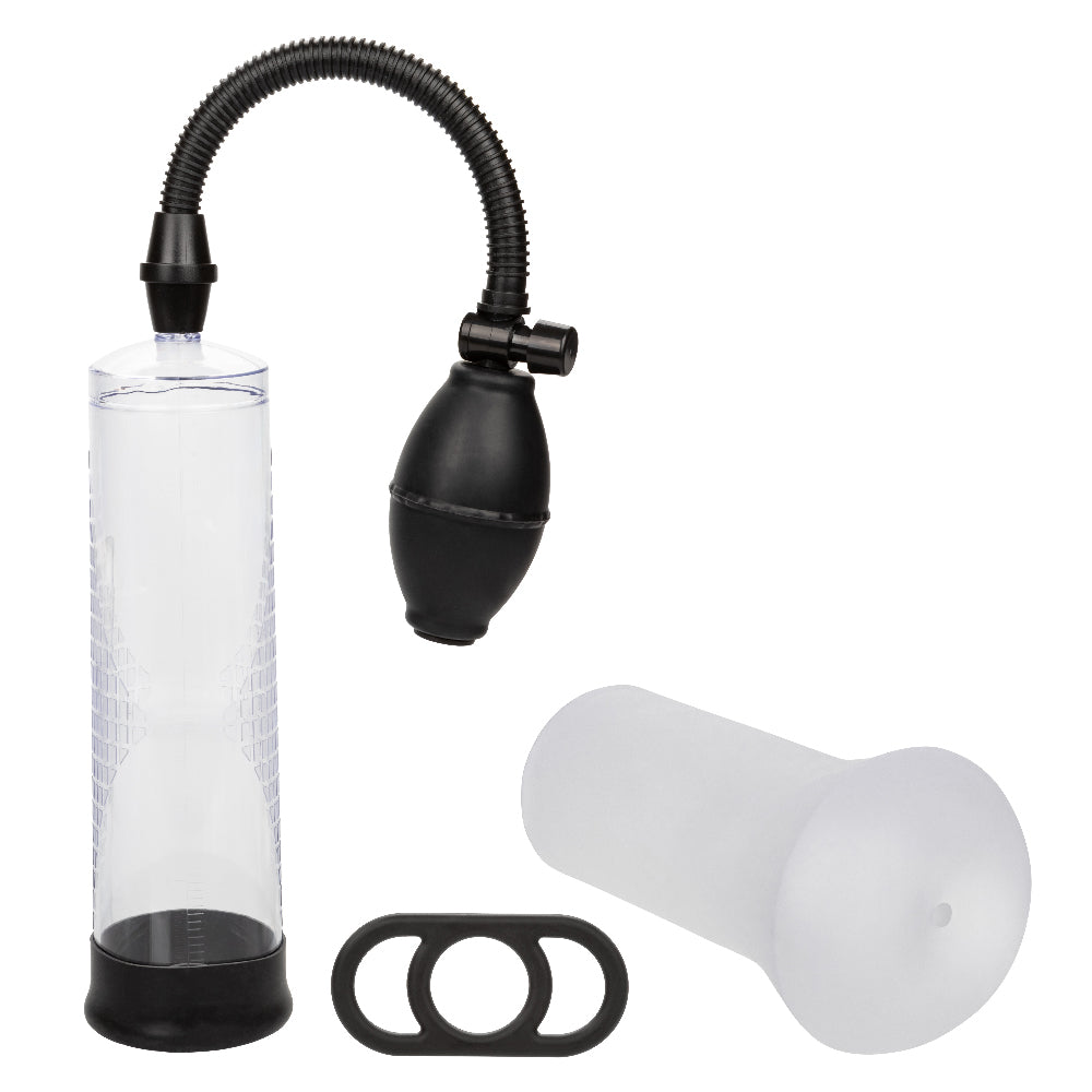 CalExotics Peak Edging Kit - Pump, Stroker, and Enhancer Ring - Black/Clear