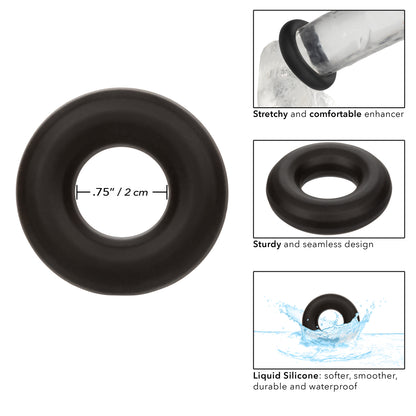 CalExotics Alpha Liquid Silicone Prolong Medium Ring - Black - Waterproof Enhancer