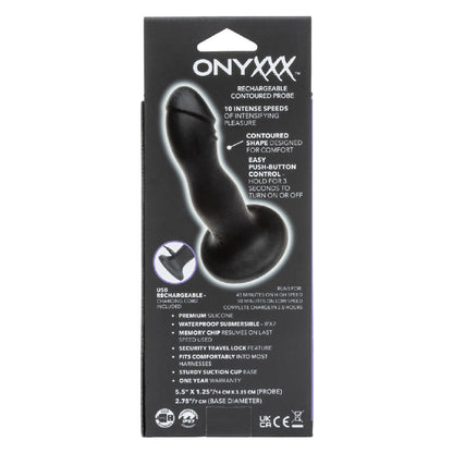 CalExotics Onyxxx Rechargeable Contoured Probe – Black – 10 Speed Vibrating Probe