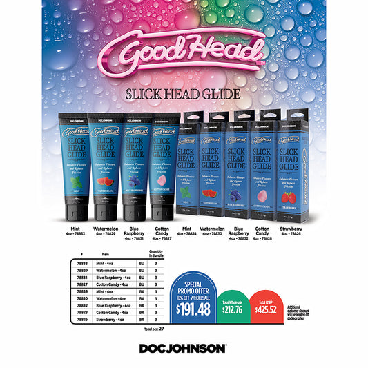 Doc Johnson Good Head Slick Bundle – Assorted Flavors Lubricant