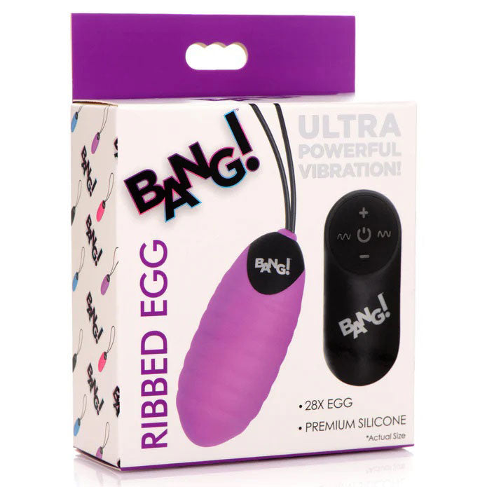 XR Brands 28x Ribbed Silicone Egg Vibrator – Purple