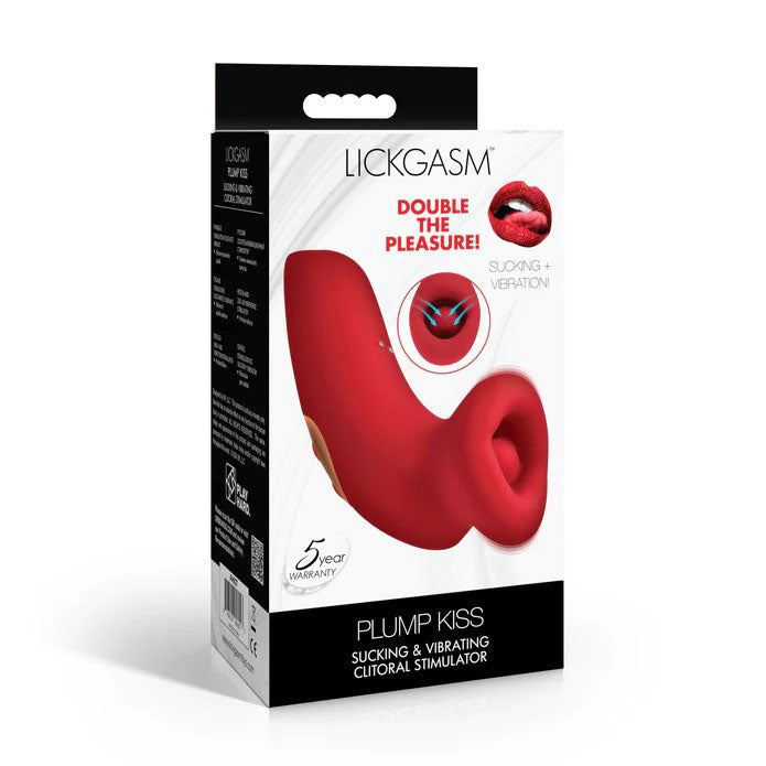 XR Brands Plump Kiss Sucking and Vibrating Clitoral Stimulator – Red