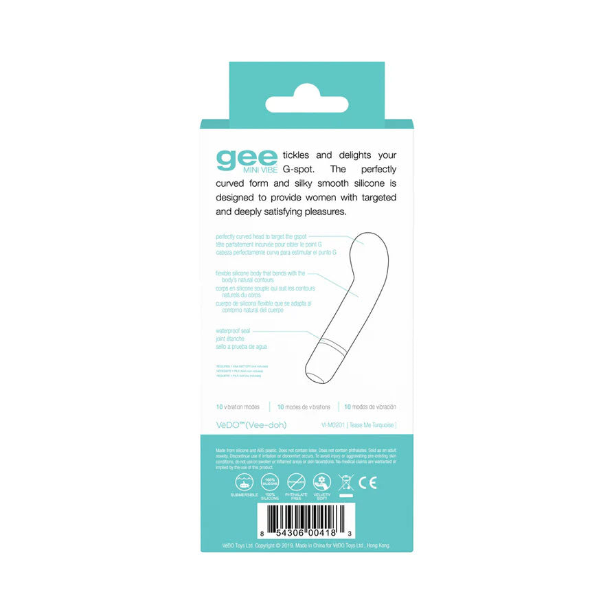 VeDO Gee Mini Vibe - Tease Me Turquoise G-Spot Vibrator