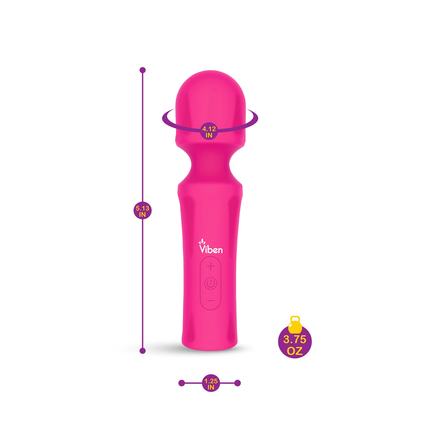 Viben Mighty Muse Mini Massager – Hot Pink – Multi-Speed & Vibration Patterns