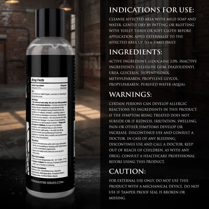 XR Brands Fisting Lubricant 8oz - Water-Based Anal Lubricant with Lidocaine - Clear