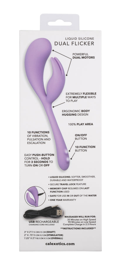 CalExotics Elle Liquid Silicone Dual Flicker Vibrator – Purple