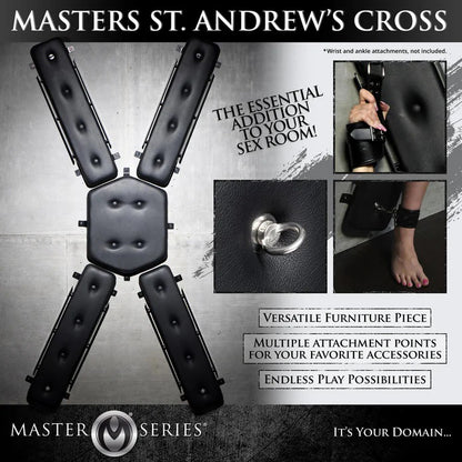 Ms Masters St Andrew's Cross Wall-Mounted Kink Accessory - Black