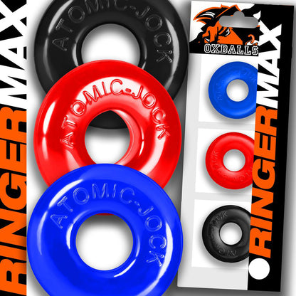 Oxballs Ringer Max 3-Pack - Larger Rubber Rings for Comfort - Multi