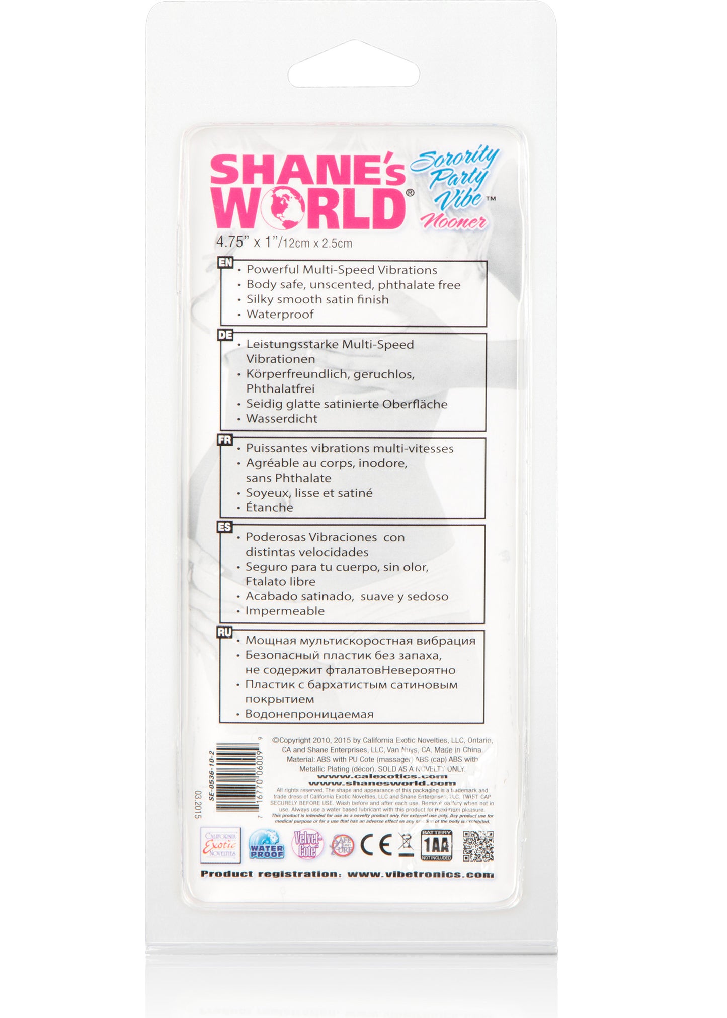 CalExotics Shanes Worlds Sorority Party Vibe Nooner – Pink – Multi-Speed Waterproof Massager