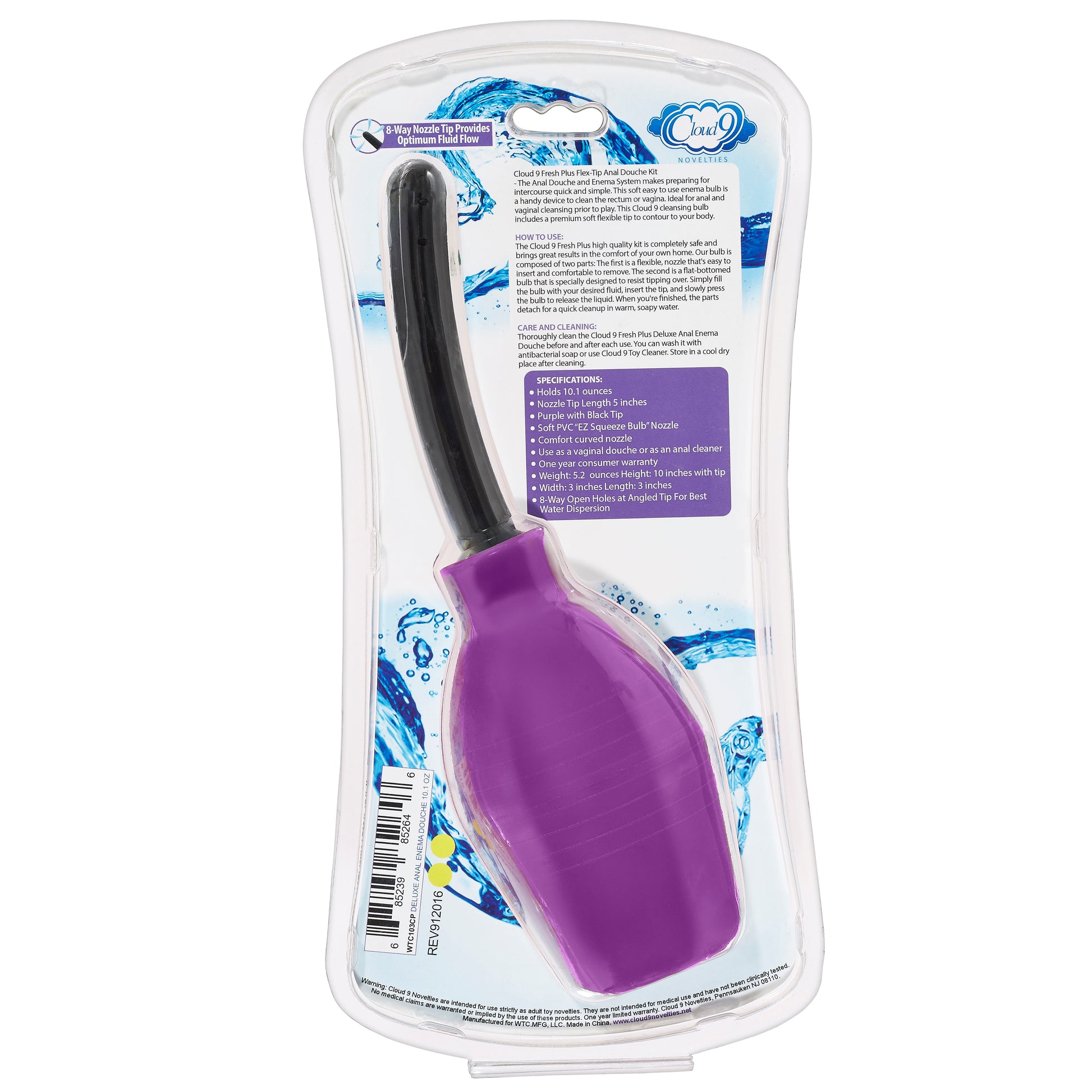 Cloud 9 Fresh Plus Deluxe Enema Douche System - 10.1 Oz - Purple