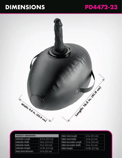 Pipedream Body Dock Inflatable Love Ball - Black - Ergonomic Design with Dildo
