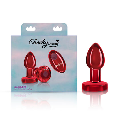 Cheeky Charms Vibrating Red Metal Anal Plug - Small with Remote Control