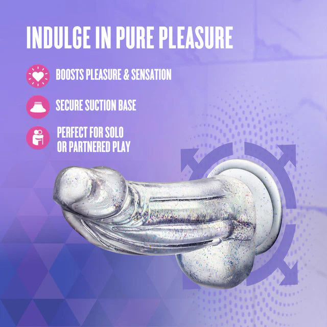 Blush Bling Sparkling Clear Vibrator – 7.5 Inch, Suction Cup Base
