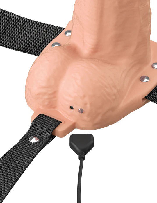 Pipedream Fantasy X-Tensions Elite 6" Vibrating Hollow Silicone Strap-on - Beige