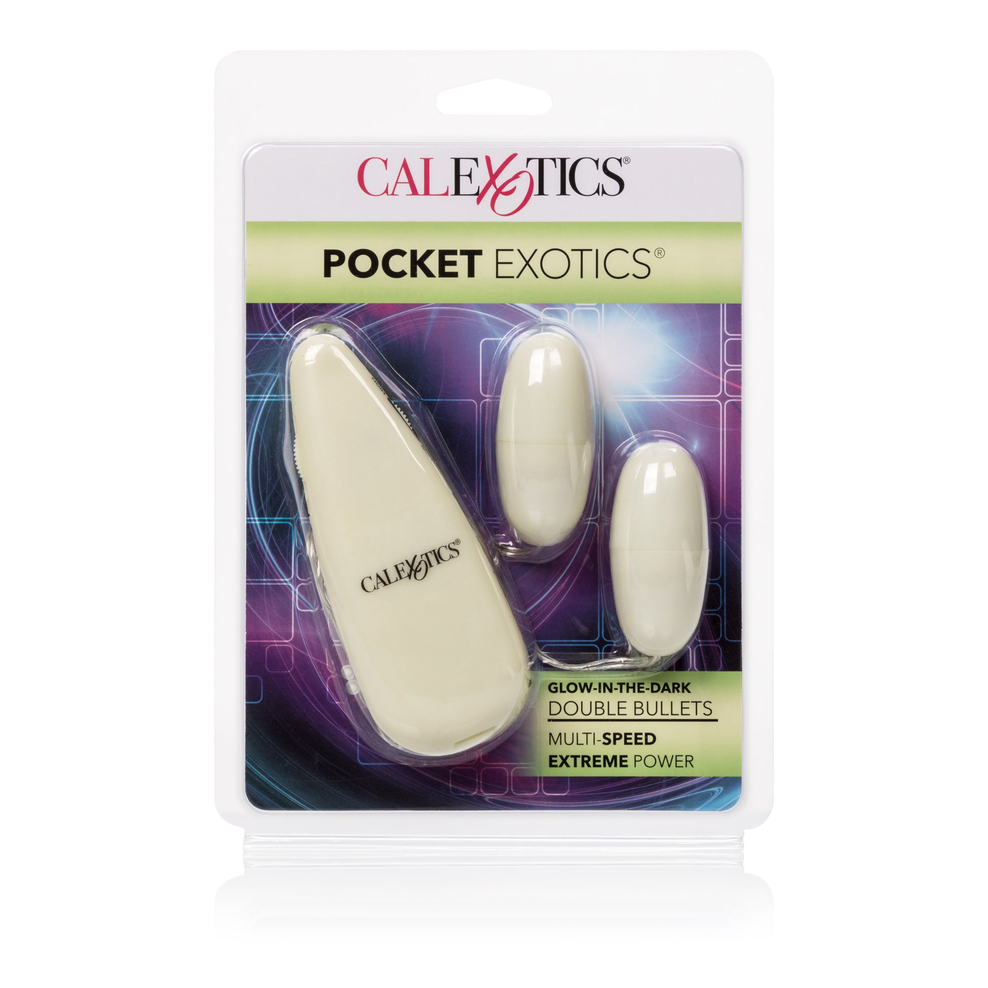 CalExotics Glow-in-the-Dark Pocket Exotics Vibrating Double Bullets – White