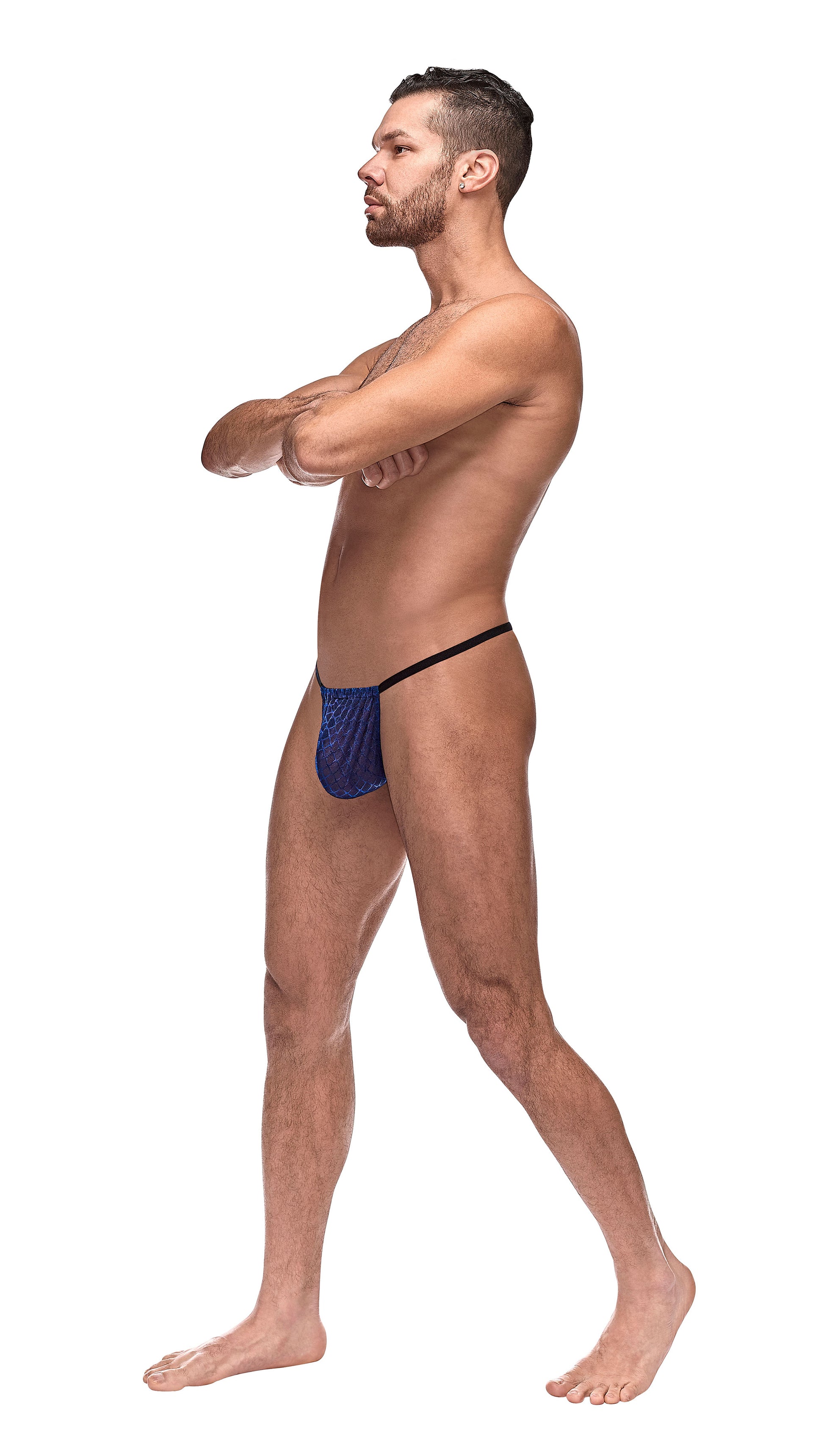 Male Power Diamond Mesh Posing Strap – G-String for Men – Navy