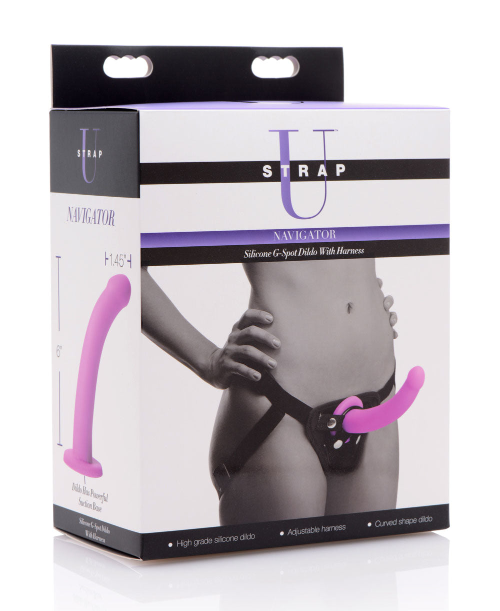 Navigators Silicone G-Spot Dildo with Harness – Purple
