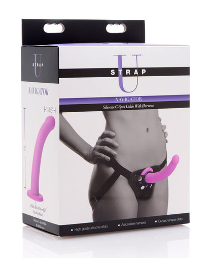 Navigators Silicone G-Spot Dildo with Harness – Purple