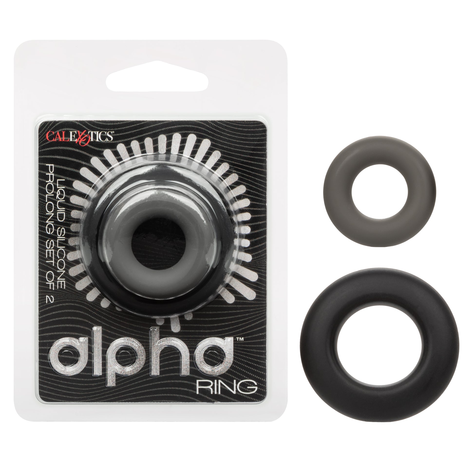 Alpha Liquid Silicone Prolong Set of 2 - Black/Gray Intimate Enhancers