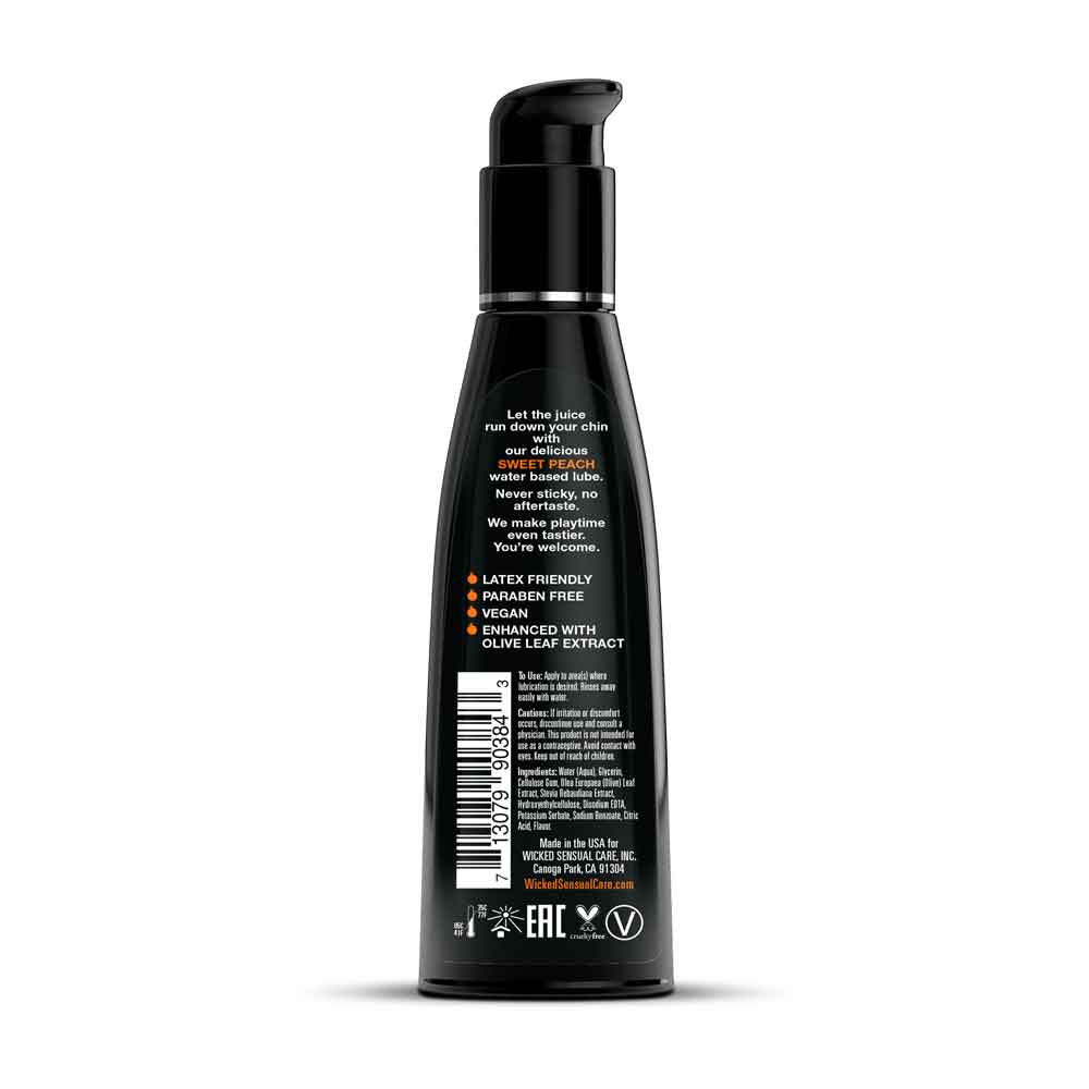 Wicked Aqua Sweet Peach Flavored Water Based Intimate Lubricant – 4 Fl. Oz.