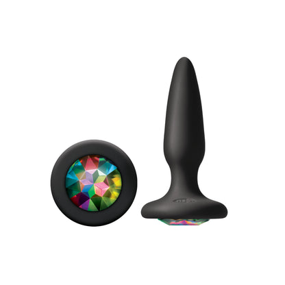 Glams Mini Rainbow Gem Tapered Butt Plug – Black