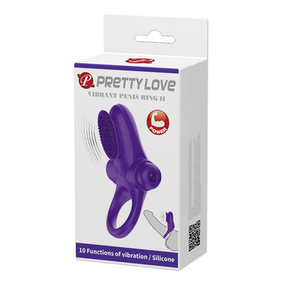 Pretty Love Vibrating Cock Ring II – Purple – Waterproof with 10 Vibration Functions